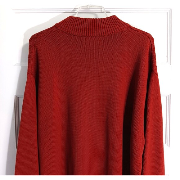 Vtg Ralph Lauren Chaps Sweater Men 2XL Red 1/4 Zip Cable Knit Fisherman Preppy - Picture 5 of 9